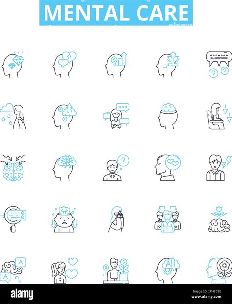 Mental care vector line icons set. Mental, care, therapy, health ...