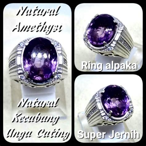 jual cincin batu akik permata natural kecubung ungu amethyst big size
