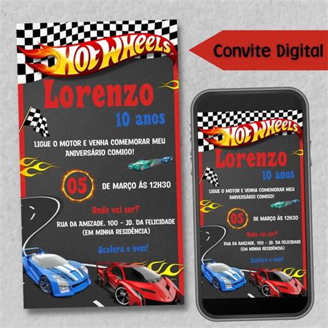 Convite Digital Hot Wheels 03 Elo7 Produtos Especiais