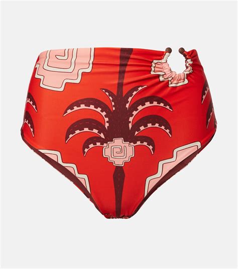 Taita Printed High Rise Bikini Bottoms In Red Johanna Ortiz Mytheresa