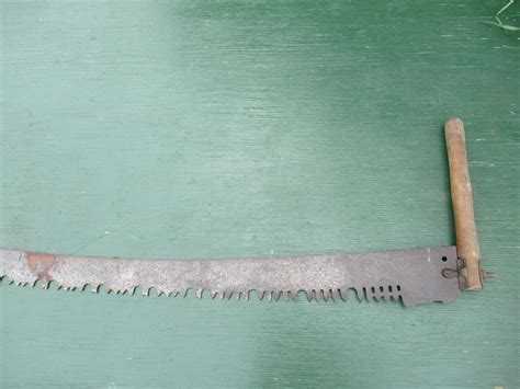 Great Old Crosscut Saw Tool Long Blade With Two Wooden Handle Ebay