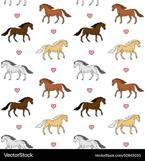 Seamless Pattern Of Horse And Heart Royalty Free Vector