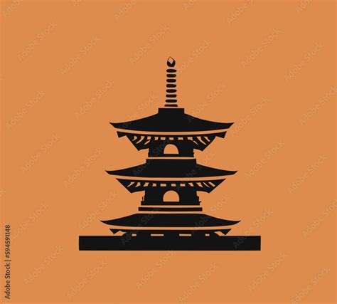 Sensoji Temple Vector Design Japan Silhouette Icon Template Logo Vector