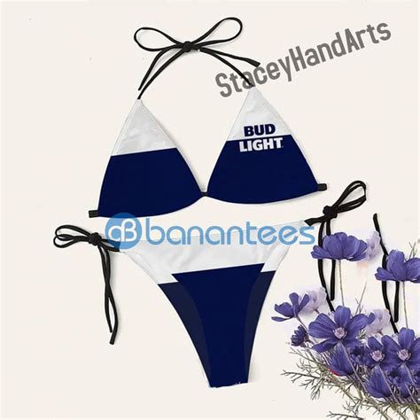Bud Light Dark Blue Waisted String Bikini Summer Set Banantees