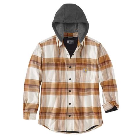 Carhartt Men S Rugged Flex Relaxed Fit Flannel Fleece Lined Hooded