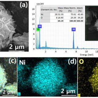 (a) SEM image (b) EDS spectrum, and (c)-(e) elemental area mapping of ...