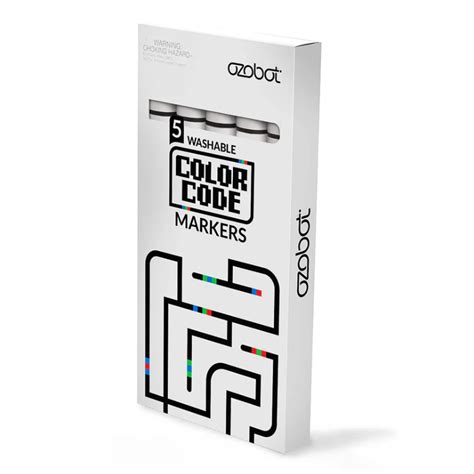 Ozobot Color Code Markers 5 Pack Washable Dual Tip