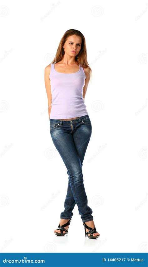 Blonde In Jeans Stock Image Image Of Jeans Babe Clean 14405217