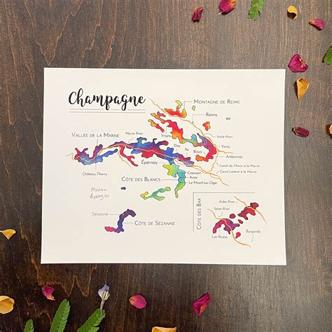 champagne wine map print modern hobbyist
