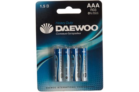 Солевая батарейка Daewoo R03 Heavy Duty 4 шт 1030207 - выгодная цена ...