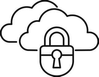 Secured Data Cloud Icon Outline Style Royalty Free Vector