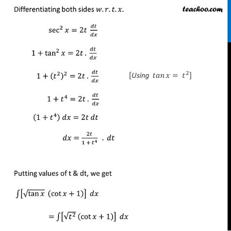 Example Evaluate Integral Root Cot X Root Tan X Dx