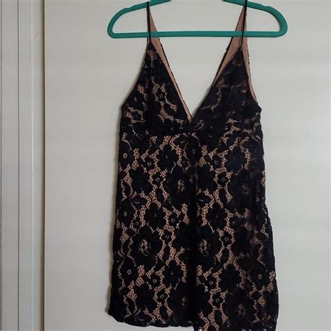 Free People Dresses Free People Dangerous Black Lace Nude Overlay