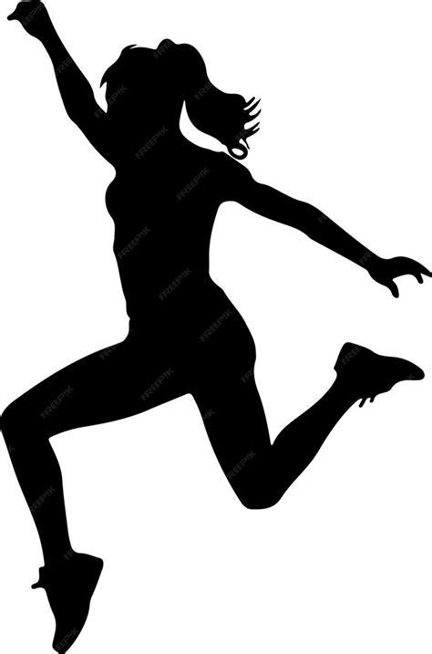 Premium Vector | Jumping woman female vector silhouette black color ...