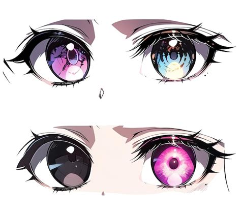 Conjunto De Ojos Femeninos De Anime Con Diferentes Tipos De Maquillaje