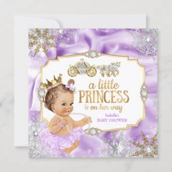 Carriage Princess Baby Shower Purple Brunette Invitation Zazzle