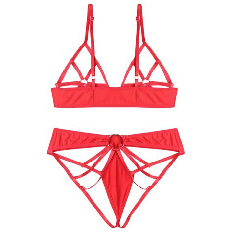 Women Outfit Bikini Set Strappy Suit See Through Sleepwear Cupless Costume Sexy Ebay