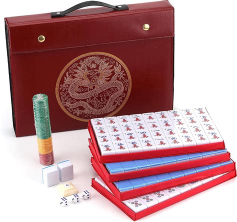 Chinese Mahjong Game Set 15 X Large 144 Numbered White Blue Melamine