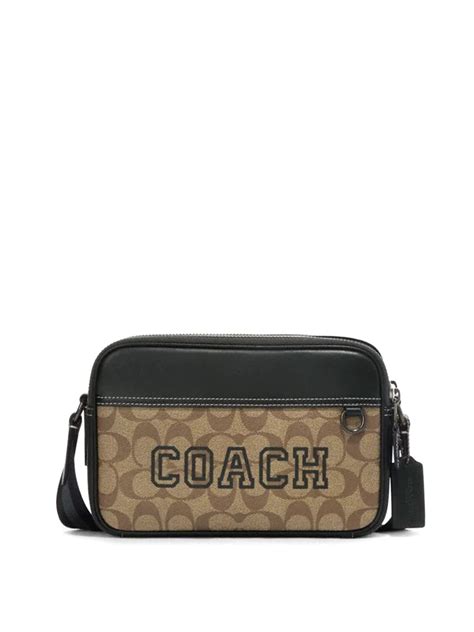 Coach Graham Crossbody Varsity Motif Signature Khaki Amazon Green - Averand