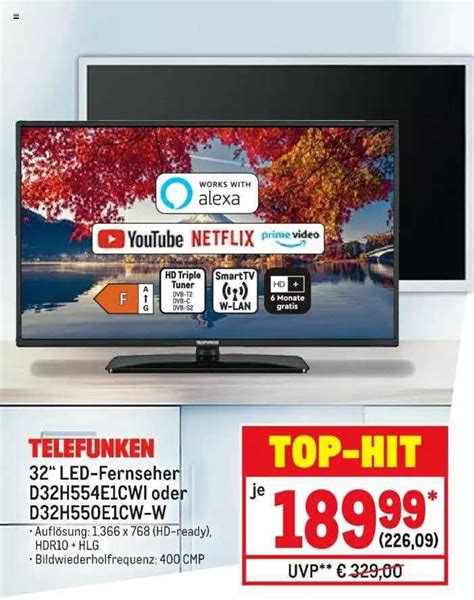 Telefunken 32" Led-fernseher D32h554e1cwi Oder D32h550e1cw-w Angebot ...