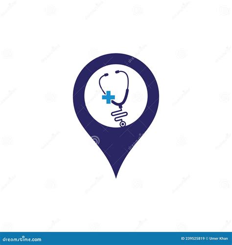 Stethoscope Cross Gps Shape Logo Design Stock Vector Illustration Of