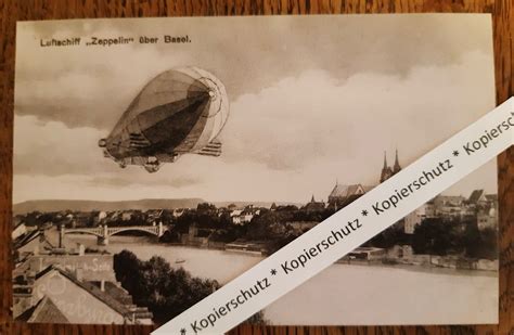 AK Ansichtskarte Zeppelin über Basel ungel Aviatik Schweiz Kaufen