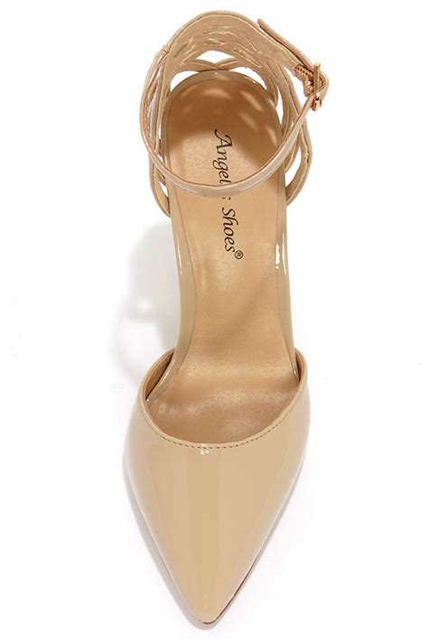 Cute Nude Heels Pointed Pumps Ankle Strap Heels 46 00