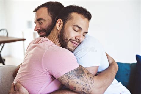 Portrait Of A Cute Male Gay Couple At Home Stock Photo Image Of Handsome Pride 200449956