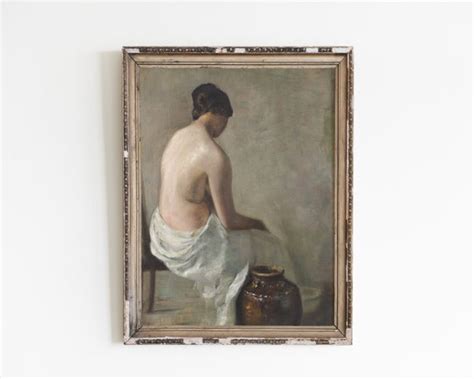 Antique Oil Painting Vintage Woman Portrait Print Nude Woman Etsy