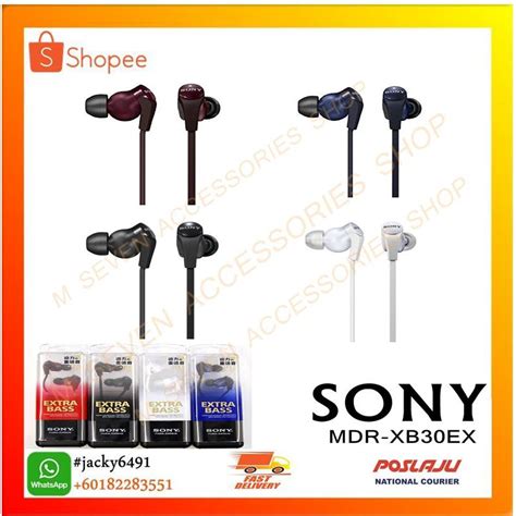 Sony MDR-XB30EX-W Extra Bass In-Ear Headphones with Mic | Shopee Malaysia