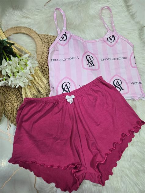 PIJAMA BLOGUERINHA SLIM G70 Rosa Listras Escuro Império Lingerie