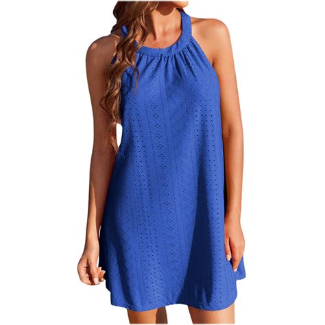Miluxas Women S Beach Dress Bikini Beachwear Coverups Casual Vacation Short Summer Halter