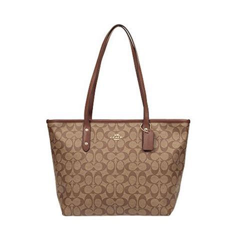 Coach Signature City Zip Tote Imkhakisaddle 2 Clout