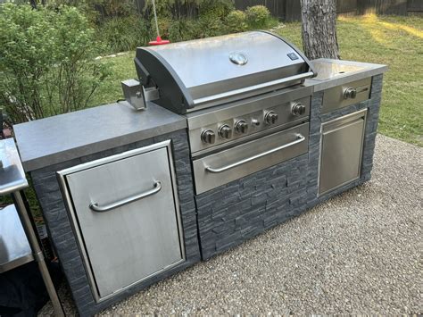 Member S Mark SS304 Deluxe Stacked Stone 4 Burner Grill Island With