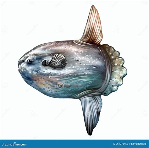 Moon Fish, Sun Fish, Head Fish, Mola Mola Stock Illustration