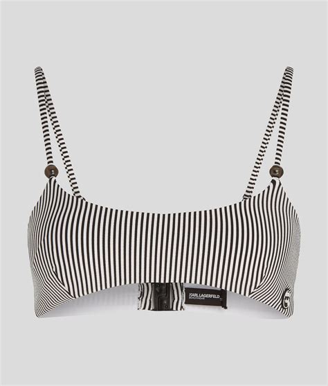 Women S IKON STRIPED BANDEAU BIKINI TOP By KARL LAGERFELD Free