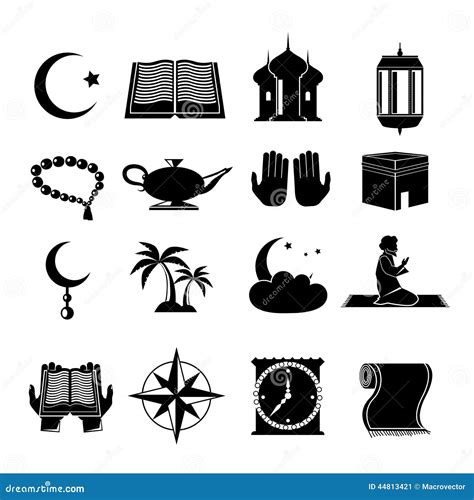 Islam Icons Set Black Stock Vector - Image: 44813421