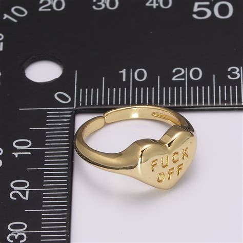 Gold Fuck Off Ring Heart Fuck Off Ring Heart Signet Ring Etsy