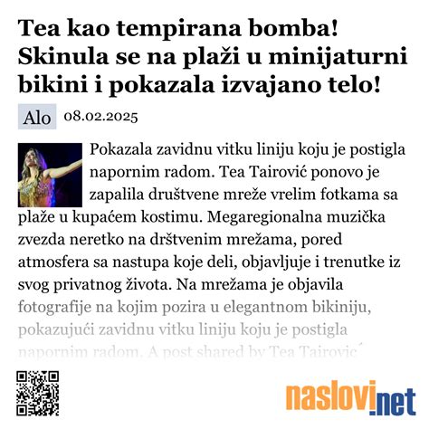 Tea kao tempirana bomba Skinula se na plaži u minijaturni bikini i pokazala izvajano telo