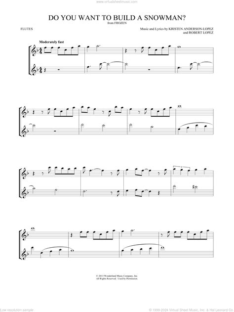 Do You Wanna Build A Snowman Flute Sheet Music