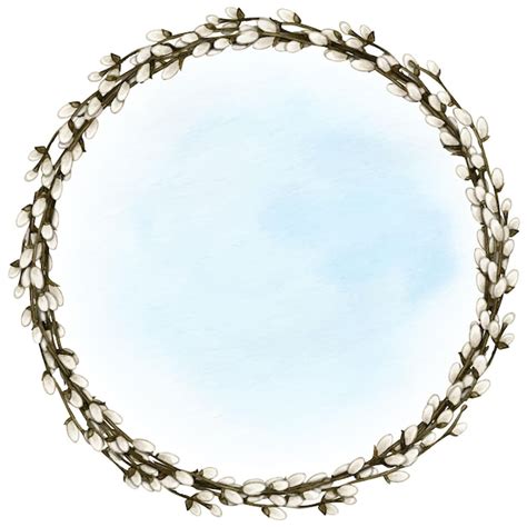 Premium Vector Watercolor Pussy Willow Wreath