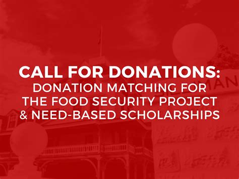 Call for Donations: Donation Match for the Food Security Project and