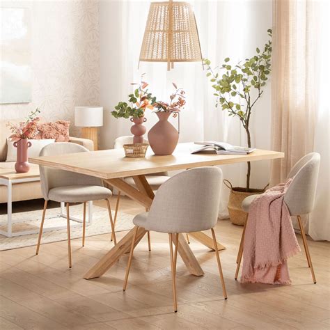 Pack Sillas De Comedor Tapizadas Elegance Beige Con Pata Natural