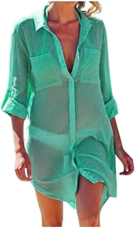 Youning Damen Strandkleid Langarm Bikini Cover Up Strandponcho