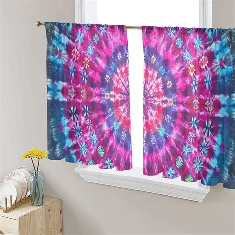 amazoncom aomike sheer curtains  inches long  panels tie dye