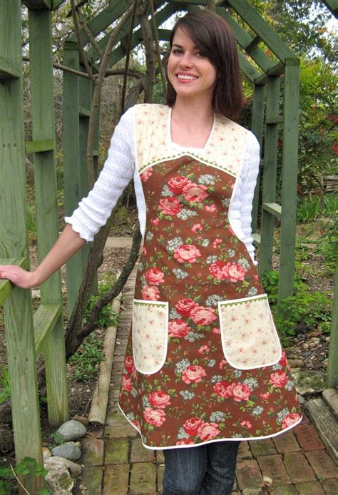 Retro Brown Floral Vintage Everyday Housewife Apron Small To Medium 43