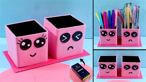 How To Make Pen Holder From Waste Box DIY Pen Holder At Home