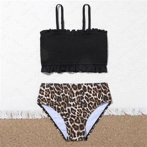 Bullpiano Girls Swimsuit Two Piece Bikini Set Spaghetti Strap V Neck Bikini Bathing Suits