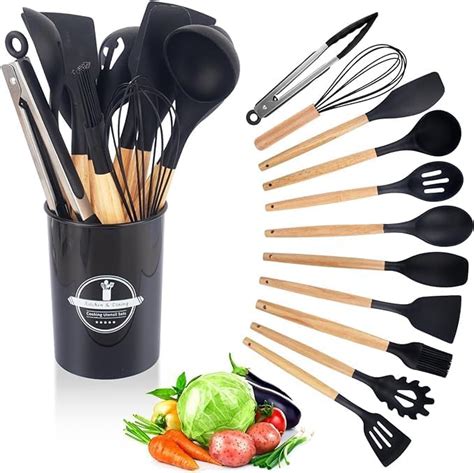 Kitchen Utensil Set 12 PCS Silicone Cooking Utensils Set With Wooden