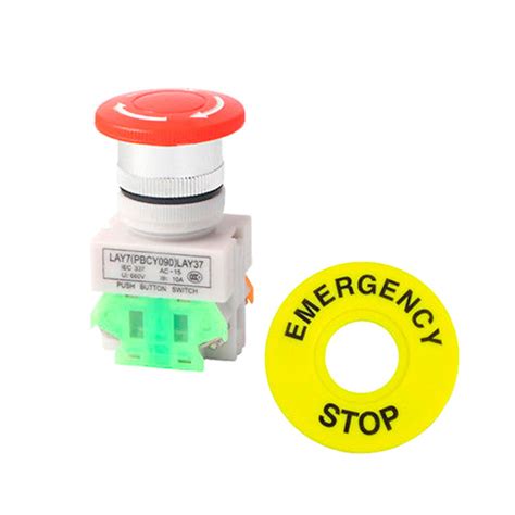 Аварийная кнопка грибок с фиксацией 40мм 660В 10А 1NO+1NC кнопка ...